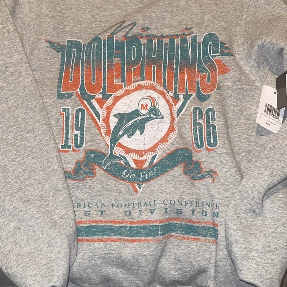 Dolphins Gray Crewneck Sweater